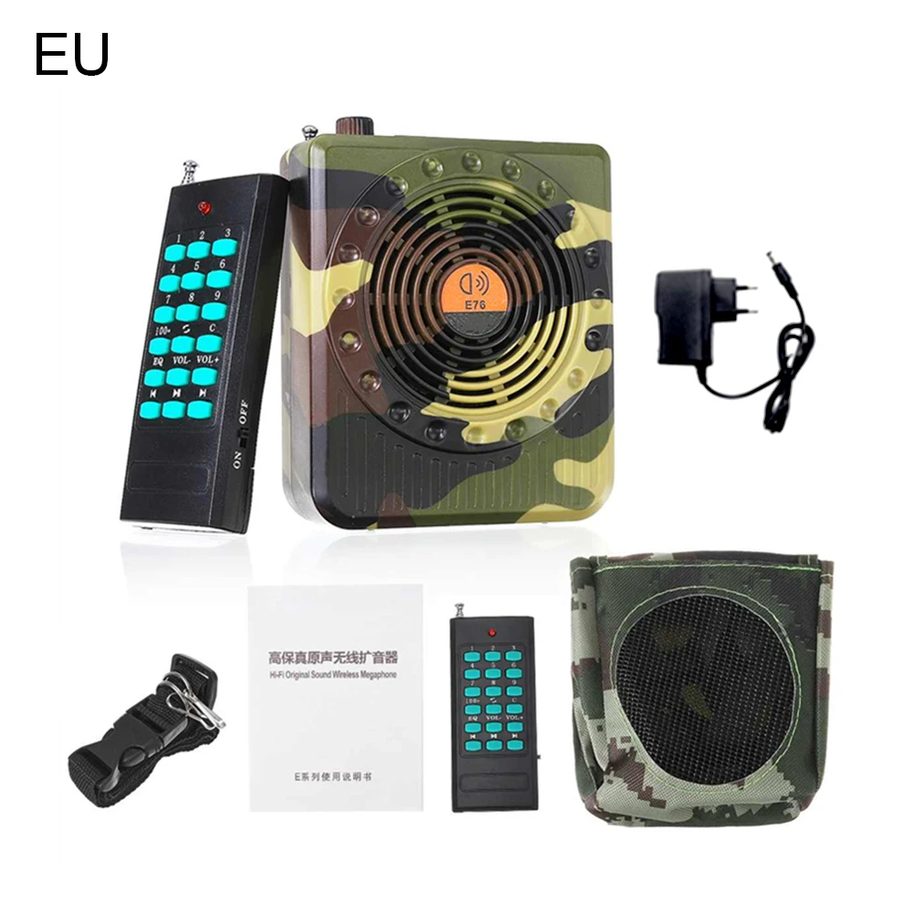 Portable Rechargeable Remote Control Amplifier Universal Outdoor Hunting Sound Amplifier Hunt Accessory Sound Device EU Plug