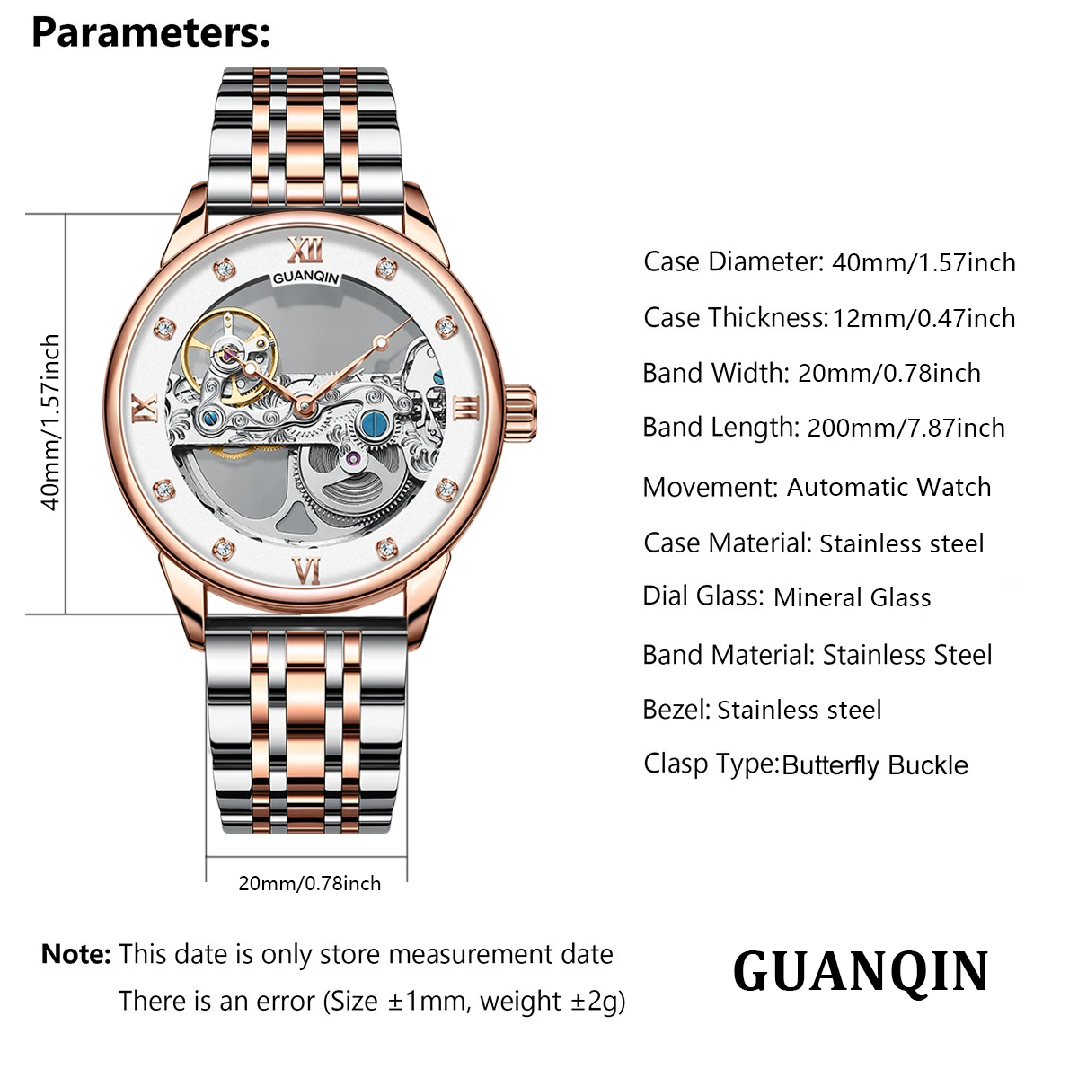 GUANQIN Men's Watches Top Brand Luxury Automatic Watch For Men Mechanical Watches Stainless Steel Hollow Men's Wristwatch Clock