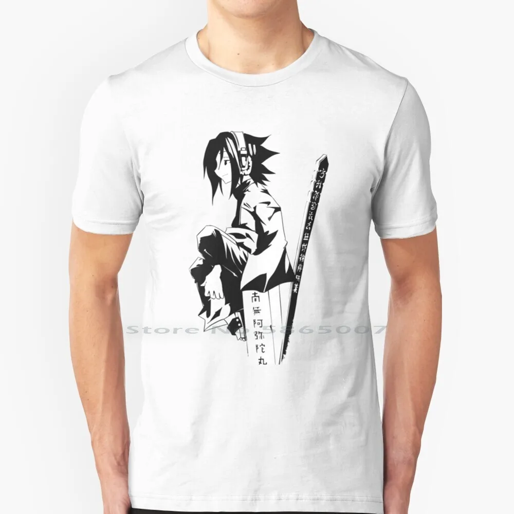 Shaman King Yoh [ Black ] T Shirt 100% Cotton Shaman King Yoh Anime Big Size 6Xl Tee Gift Fashion