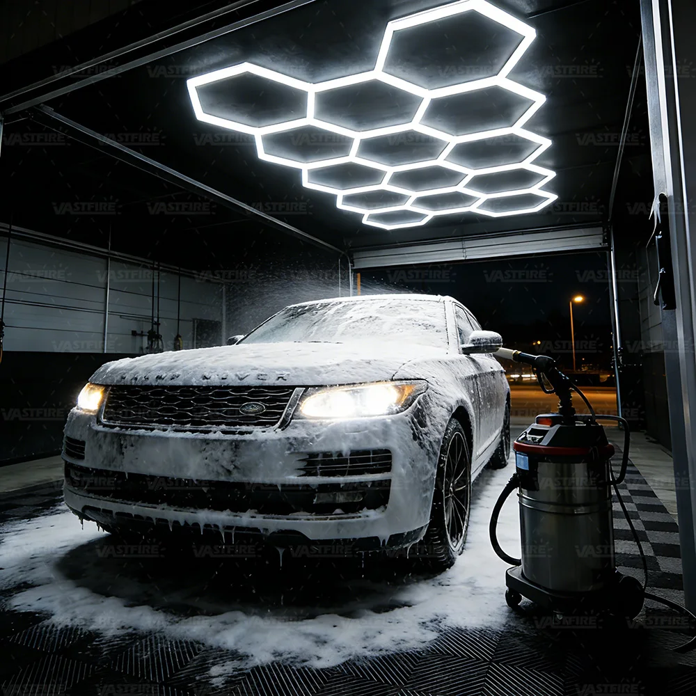 Honeycomb hexagonal garage LED light 6500K cold white light 220V suitable for garages, hair salons, 4S workshops, gyms