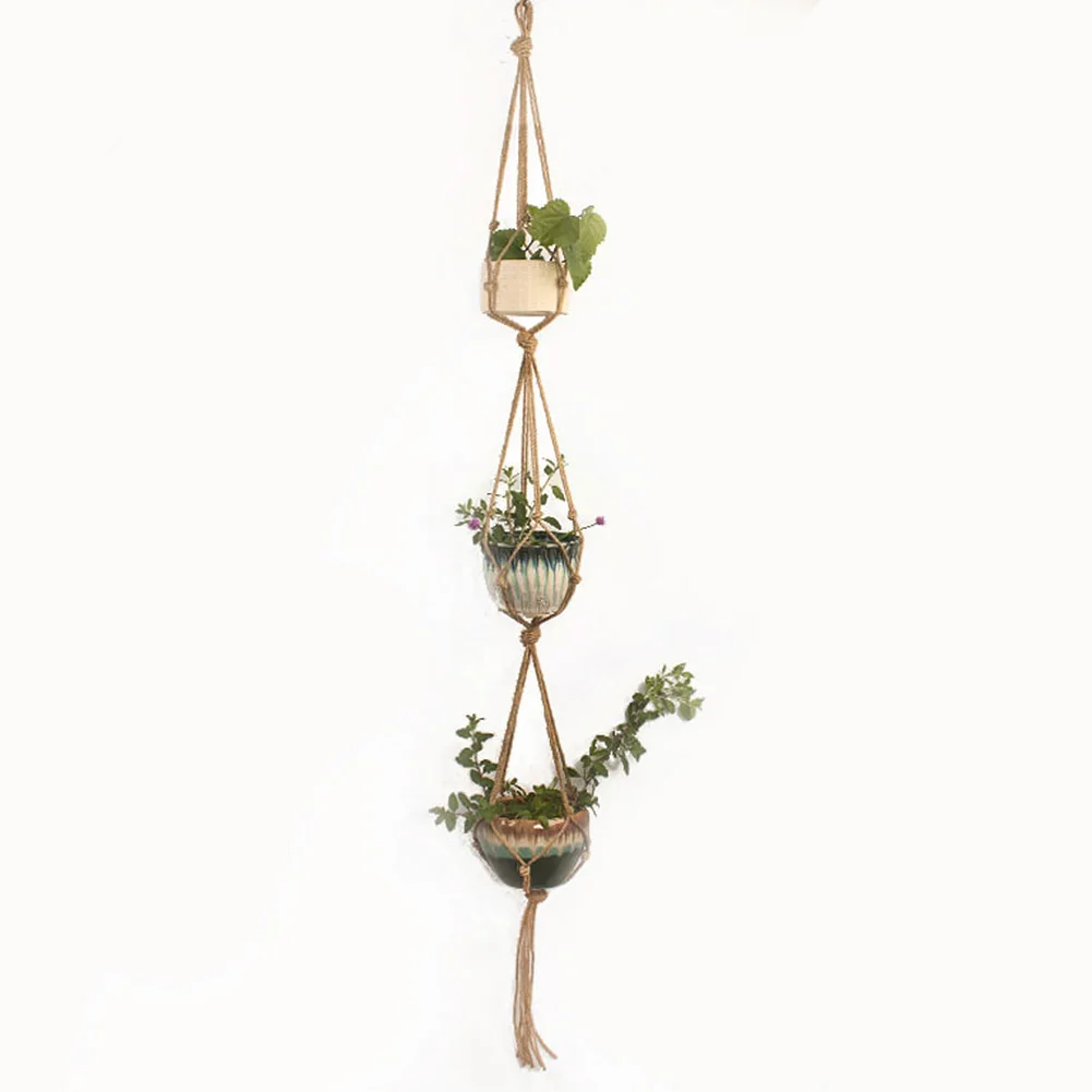 

3 Tier Hanging Kitchen Flower Pot Holder Woven Patio Flexible Home Indoor Outdoor Macrame Balcony Plant Hanger Easy Install