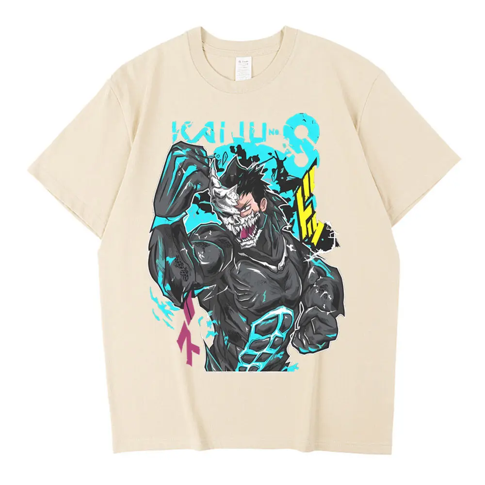 Kaiju No8 T-Shirt aus Baumwolle für Herren, bequem, Streetwear, Punk, klassisch, Popkultur, hochwertig, Punk-Ästhetik, Y2k-Grafik, bequem – Detail 1