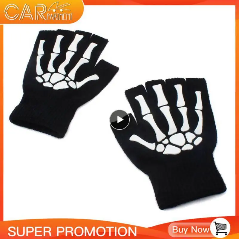 

Durable Half Finger Gloves Cycling Gloves 1 Pair Soft Black Outdoor Riding Gloves For Fishing Riding Hiking Knitted Wrist Guard