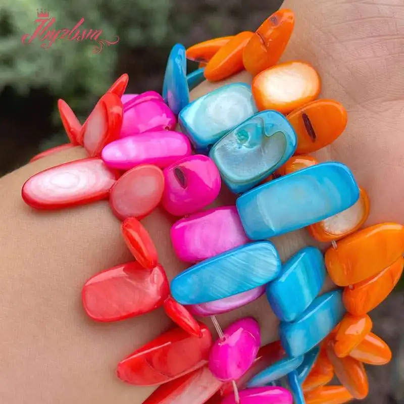 

3x10-5x12mm Multicolor Freeform Mop Shell Stone Loose Spacer Beads for Women Men DIY Necklace Bracelet Jewelry Making Strand 15"