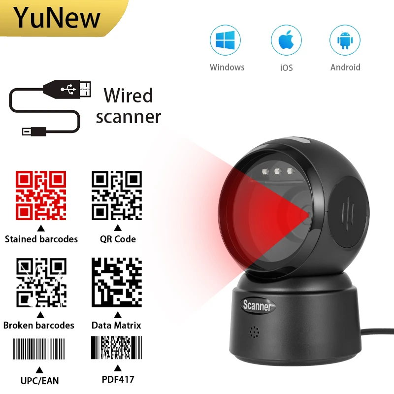2D Wired scanner Scanner Plug and Play High-speed Read 1D2D Qr code on Paper Product or screen for Inventory Library 6 2D Wired scanner Scanner Plug and Play High-speed Read 1D2D Qr code on Paper Product or screen for Inventory Library - Image 6