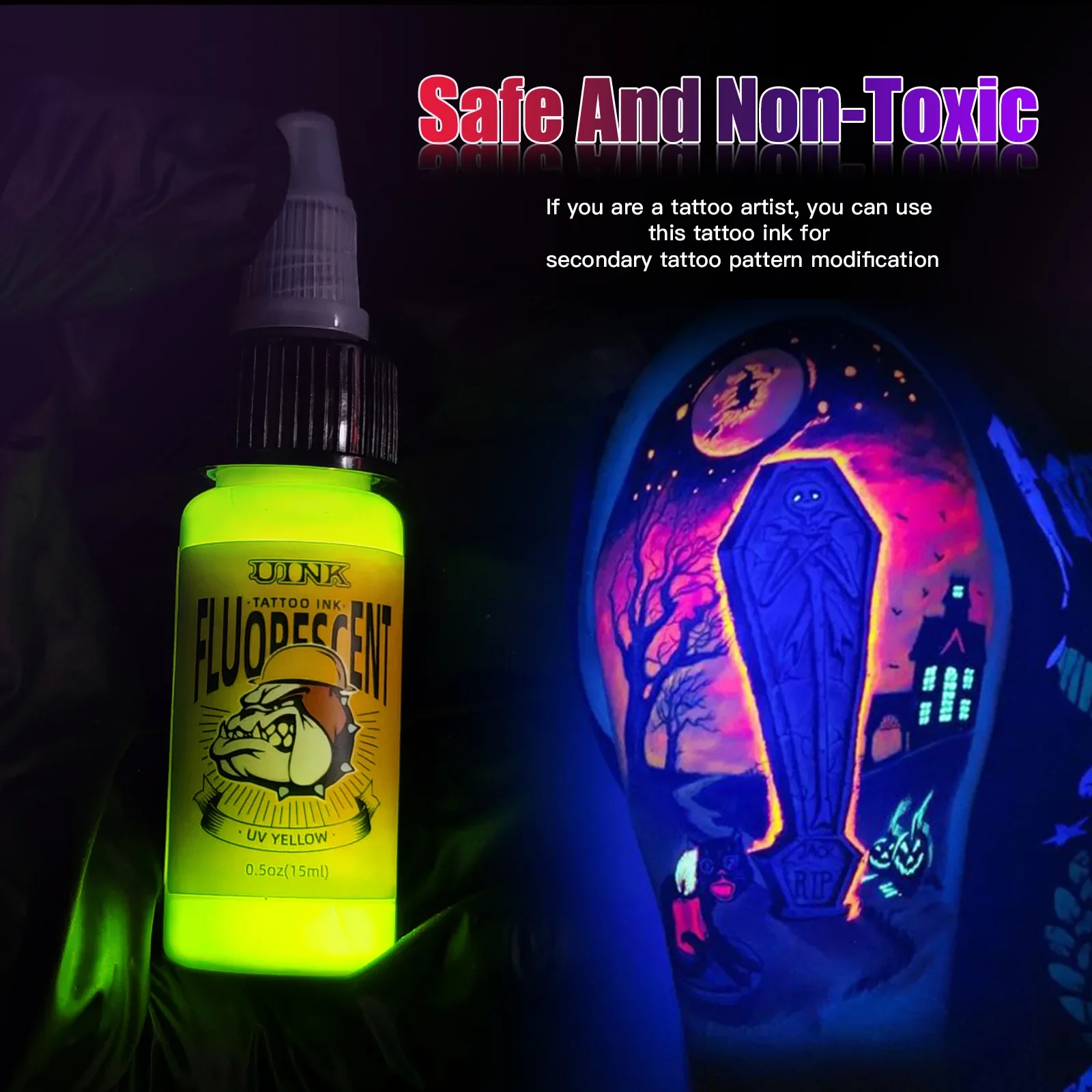 New Tattoo Fluorescent Inks Tattoo Secondary Creative Ink Pigment 15ml Single Bottle Professional Semi-Permanent Makeup Inks