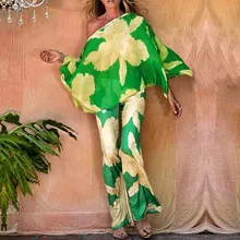 

Boho Print Tops and Pants Casual Bikini Cover-ups Sexy Belt Summer Clothes Woman Top Bottoms Beach Wear Swim Suit Cover Up