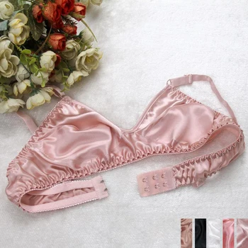 Hot Sale Women Satin Silk Bra Ultra-Thin Breathable Wireless Underwear Female Sexy Lingerie Top Push Up Brassiere Unlined Bra 1
