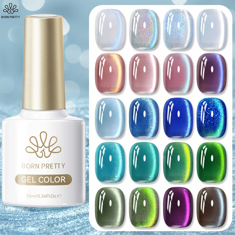 BORN PRETTY 10ml été paillettes chat Gel magnétique vernis à ongles bleu vert violet aurores Semi-permanent tremper UV vernis bricolage 1