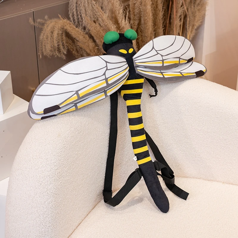Hot Simulation Funny Creative Cartoon Insect Cicada Beetle Bee Ladybug Mantis Plush Doll Backpack Toy Gift For Boys And Girls
