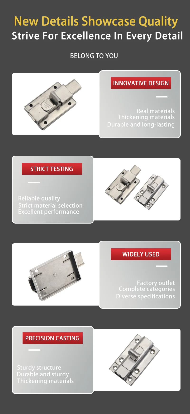 Description Picture 6 of itemCommercial 304 Stainless Steel Car Toolbox Mechanical Equipment Stainless Steel Pin Door Lock