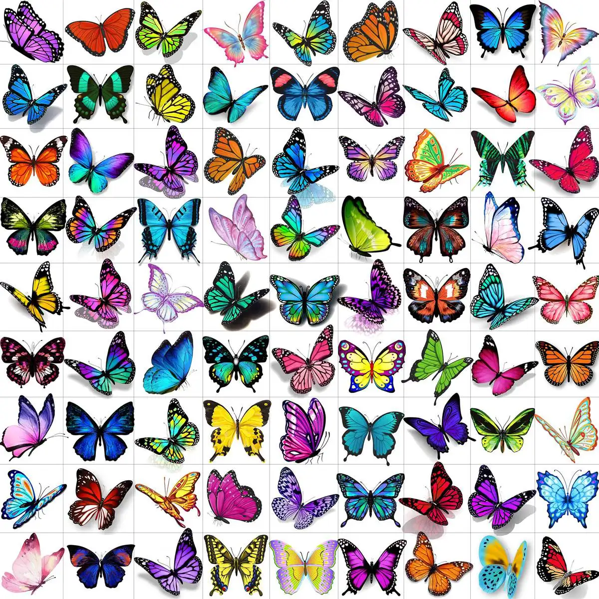 

81 PCS Colorful Butterfly Temporary Tattoos For Women Girls Hands Face Tattoo Sticker Small 3D Fake Body Art Tatoos Long Lasting