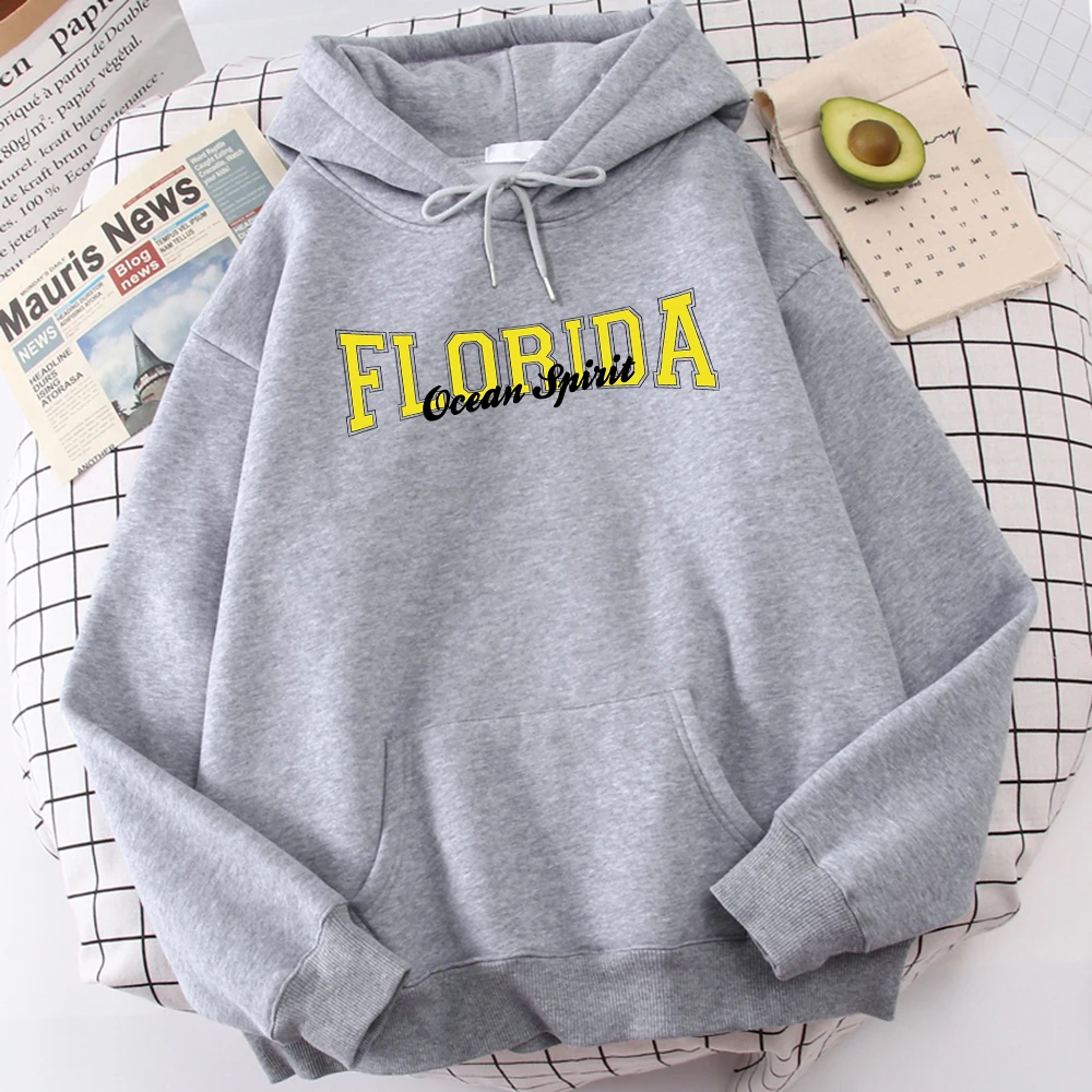 

Florida Ocean Spirit Letter Hoodie Men Creativity Comfortable Clothing Fleece Harajuku Hoodies Designer Vintage Shoulder Drop