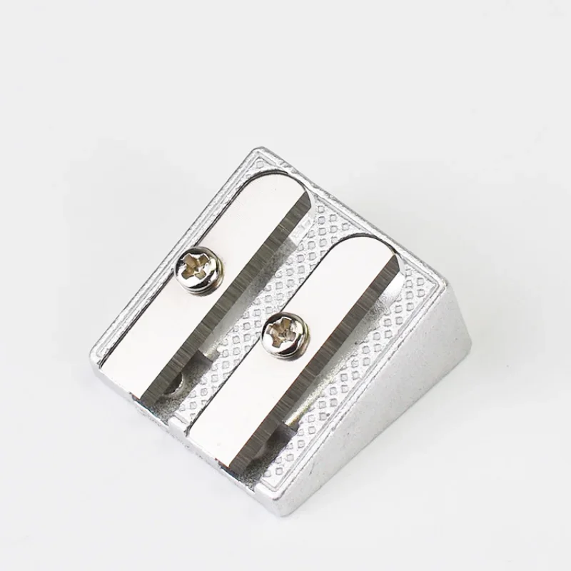 Silver Sharpener Metal Bevelled Double Hole Pencil Sharpener 1PCS School Office Stationery Supplies