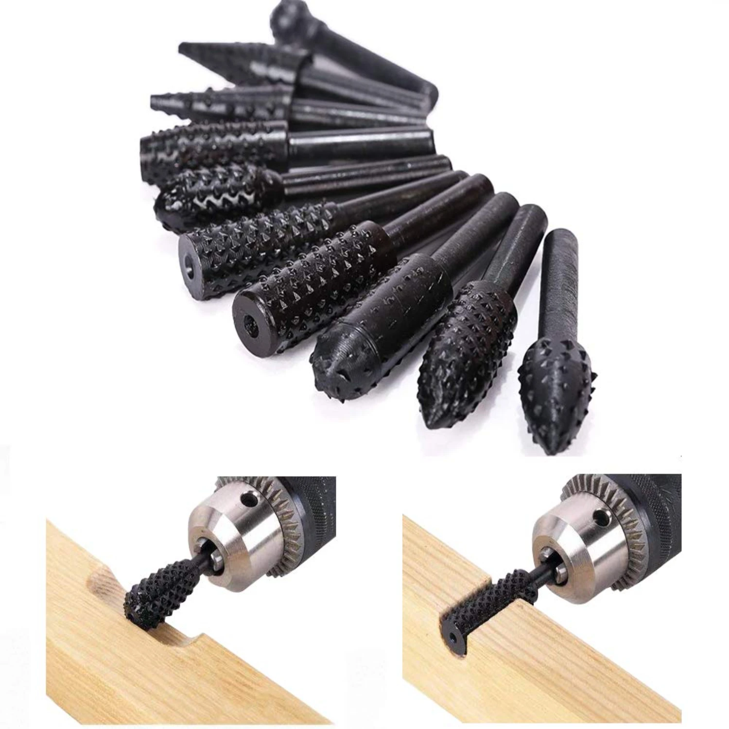 High Quality Carbide Material 10 Pcs Double Cut Rotary Burr Set for Metal Carving, Polishing, Engraving, and Drilling-1/8" Sha