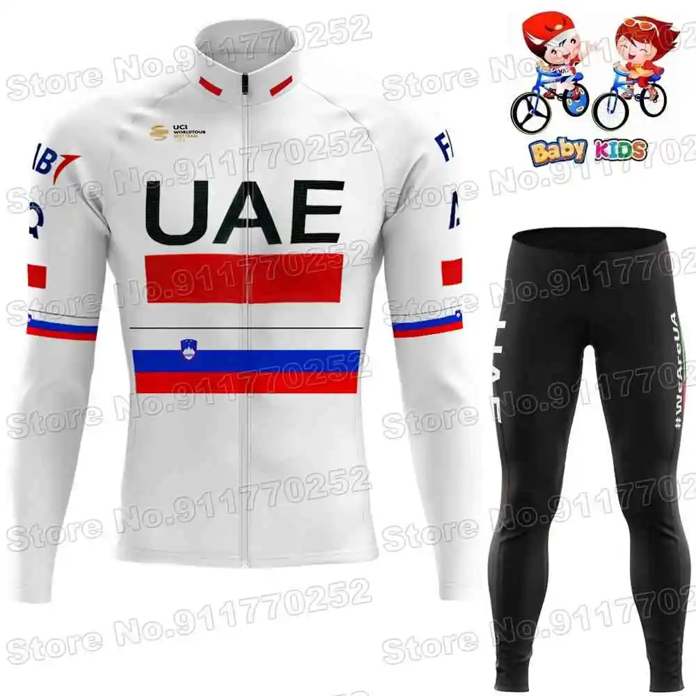 Description Picture 4 of item2025 Kids UAE Team Cycling Jersey Autumn Winter Set Boys Girls Cycling Clothing Children Road Bike Thermal Jacket Pants Suit MTB