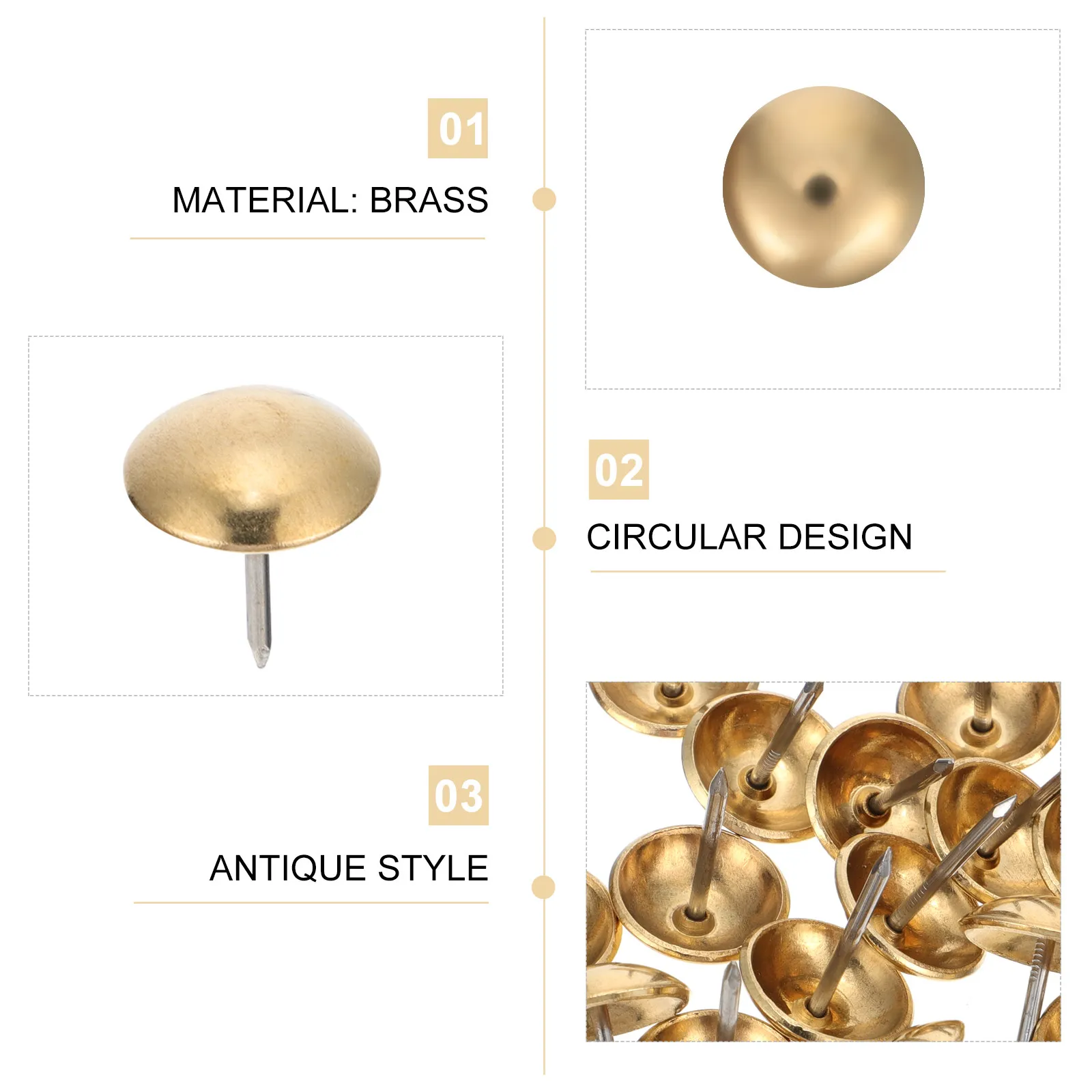 100개 프리미엄 황동 원형 헤드 못 가구 장 소파 의자 침대 인테리어 DIY 코르크 보드 사진용
