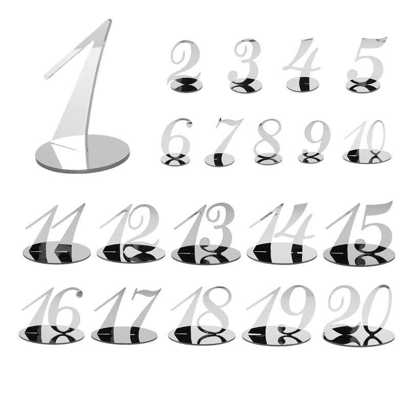 AC76-Table Numbers Wedding Table Numbers Acrylic Table For Wedding Stands For (Silver)