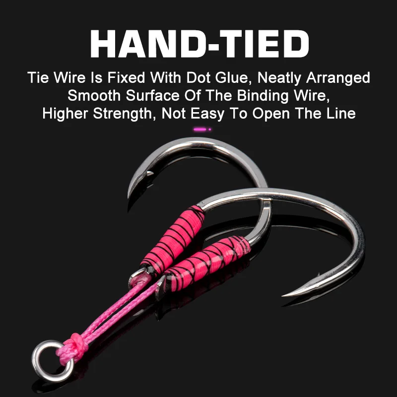 OBSESSION HK040 10 쌍 고 탄소 금속 지그 보조 후크 UV 빛나는 PE 라인 파이크 지그 루어 바닷물 낚시 후크 Pesca
