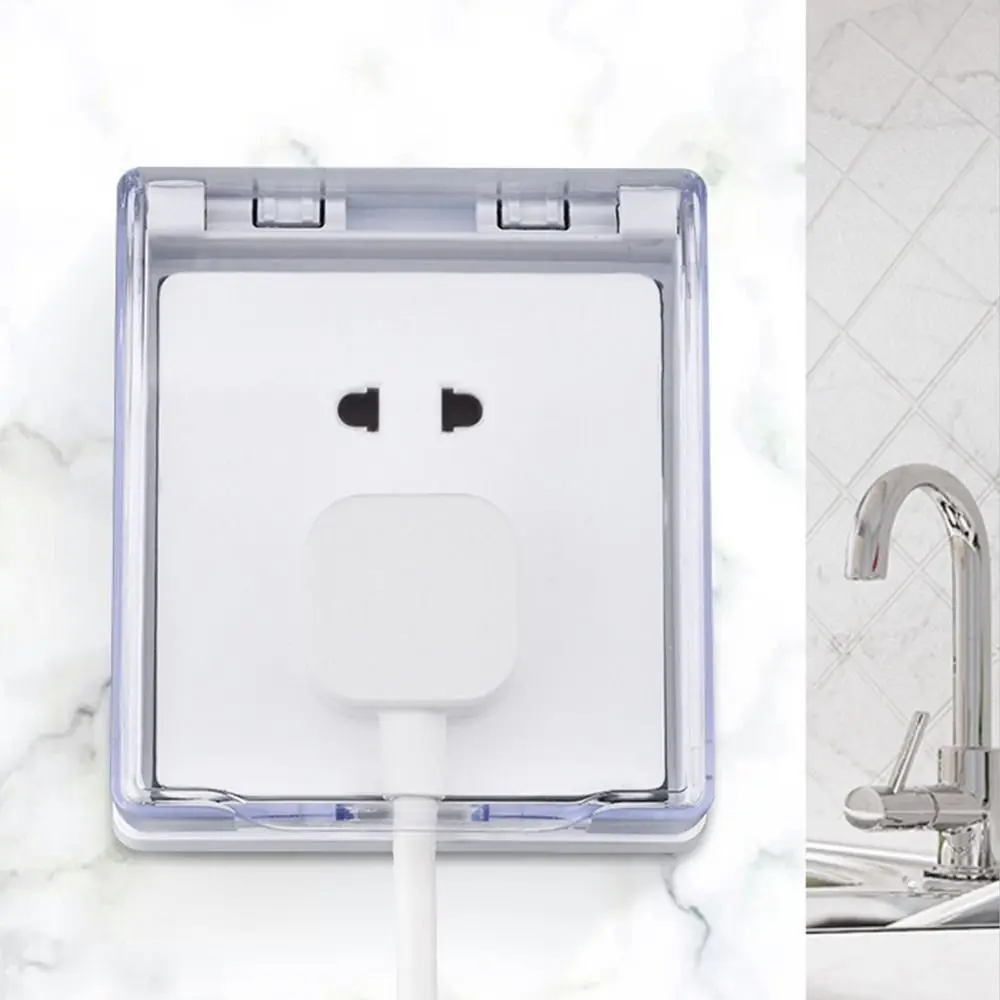 Socket Protection Cover Portable Electric Plug Cover Self-Adhesive Socket Protector Splash-Proof Box Home