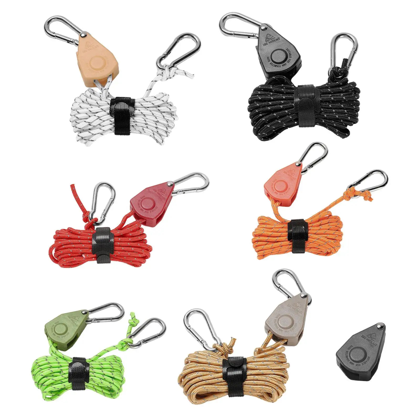 

Pulley Ratchet Rope Hanger with Carabiner Non Slip Tightener Fast Locking Tent Wind Rope Tent Rope for Awning Outdoor Canopy