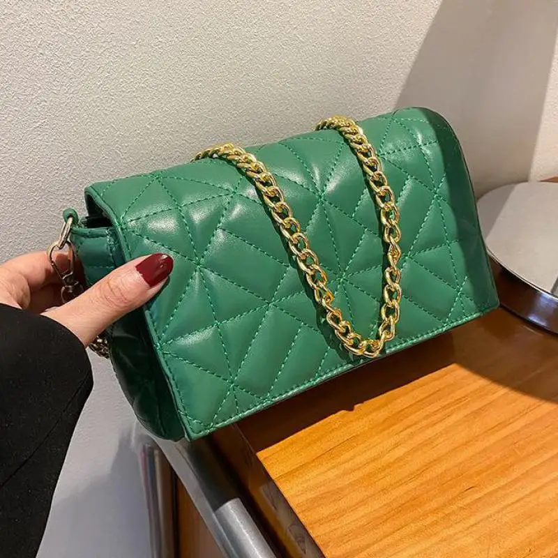 

Luxury New Women Bag Fashion Embroidery Line Diamond Underarm Bag Elegant Temperament Chain Shoulder Hand Bags