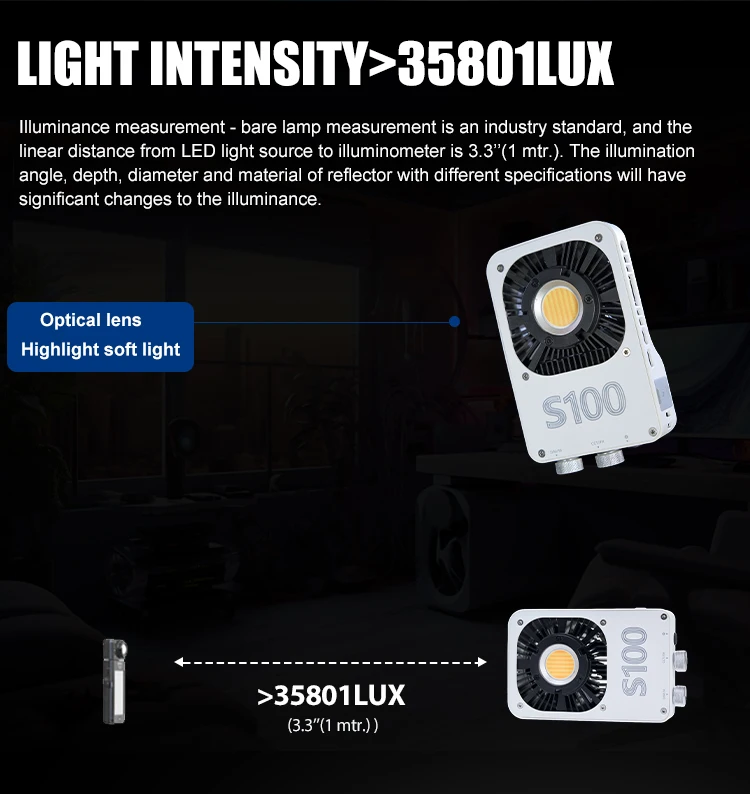 - S100 100W COB LED Light 2700K-6500K Photography Lighting Pocket Light for Outd