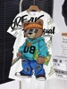 Anime Trend Bear Print Short Sleeve T-shirt Shorts 2 Summer Men's Fashion Street Short Sleeve Suit Heat Insulation Anti-wrinkle 1