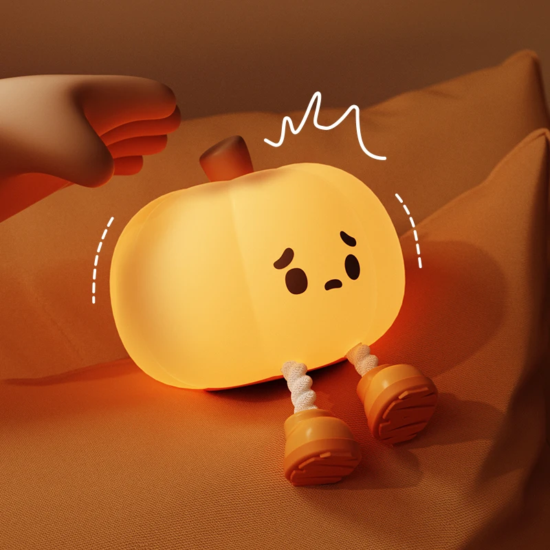 Pumpkin Lantern Silicone Night Light Bedroom Sleep Lamp Bedside Pat Lamp Sleeping Companion Cartoon Ornaments Children's night light