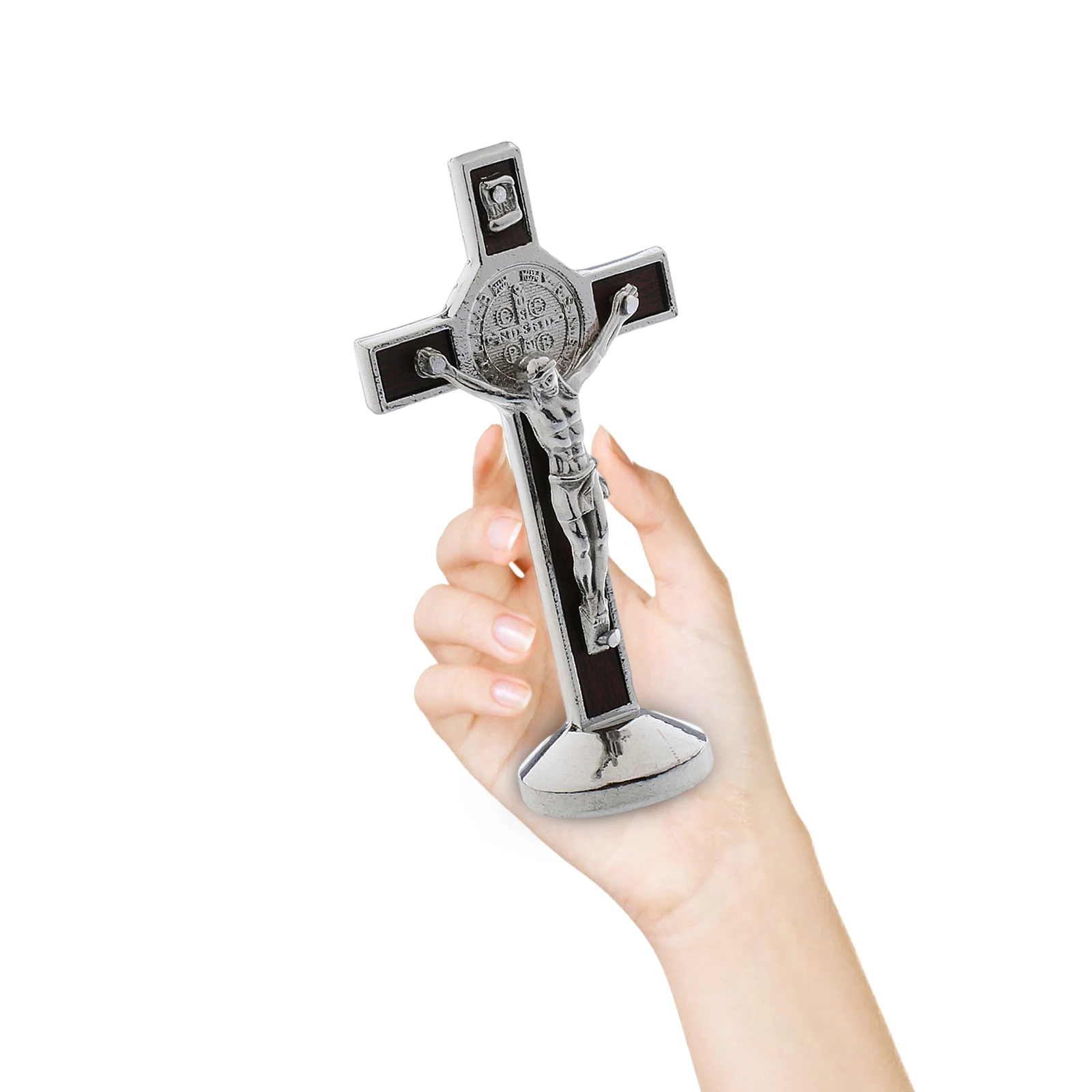 3.5 inch Metal Crucifix Model Jesus on Cross Figure Statue Sculpture Art Craft Christian Amulet Gift