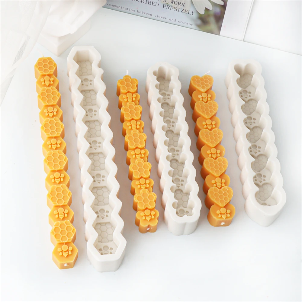 Moules à Bougies En Silicone Motif Abeille Et Nid D'abeille – 3D, Réutilisables Pour Bougies, Savon, Plâtre | Lot De 5 Tailles