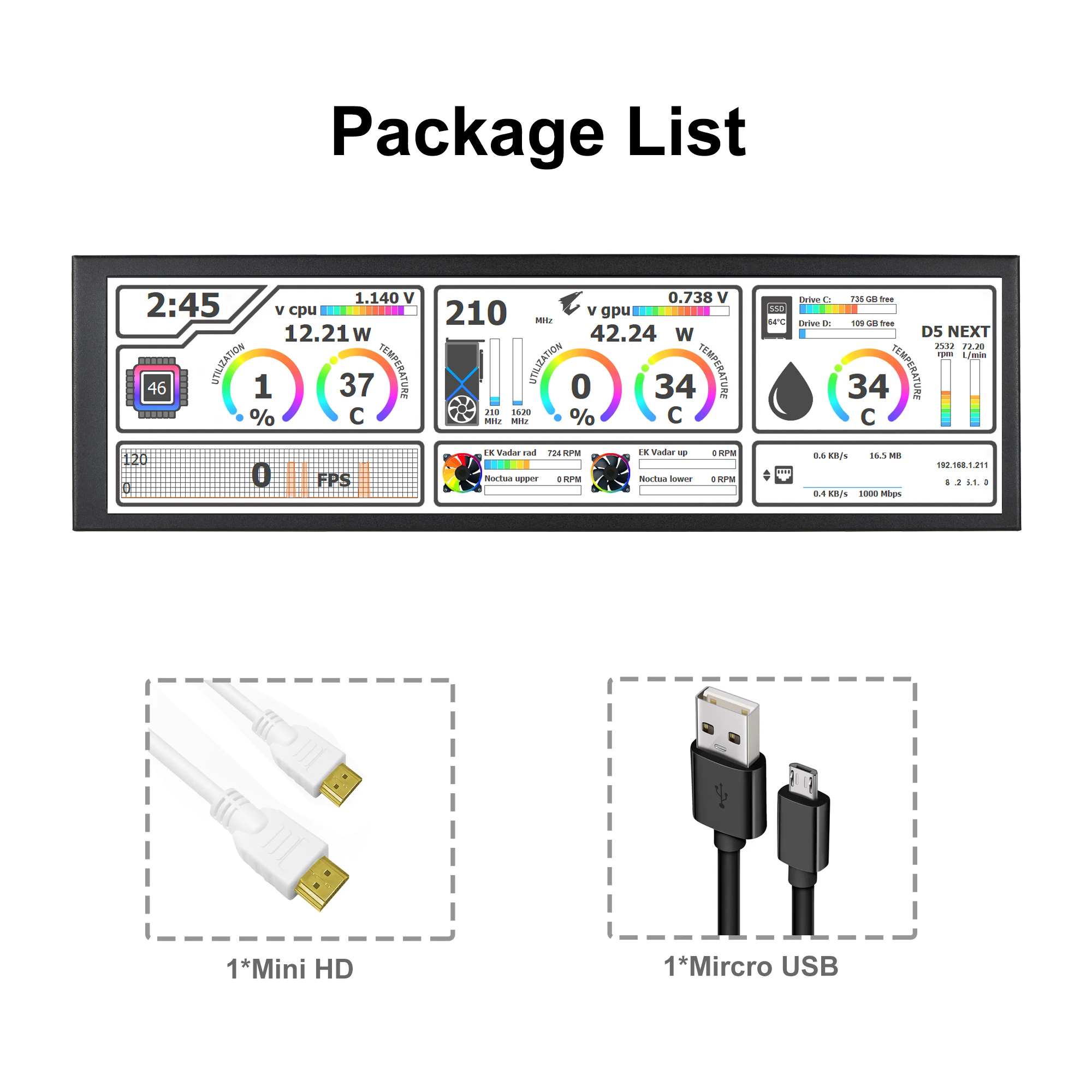 Wisecoco-Monitor portátil para computador PC, HDMI Laptop