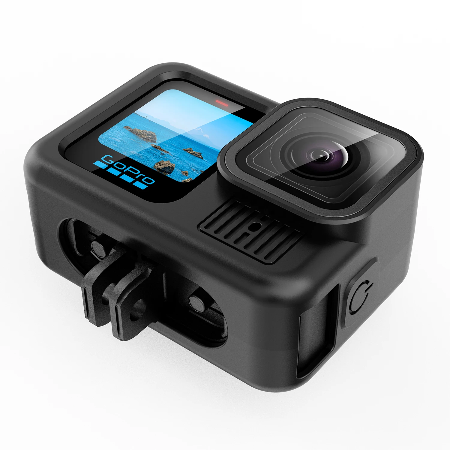 Housse de protection silicone pour GoPro Hero 13 en bleu et noir, étui antichoc et anti-rayure