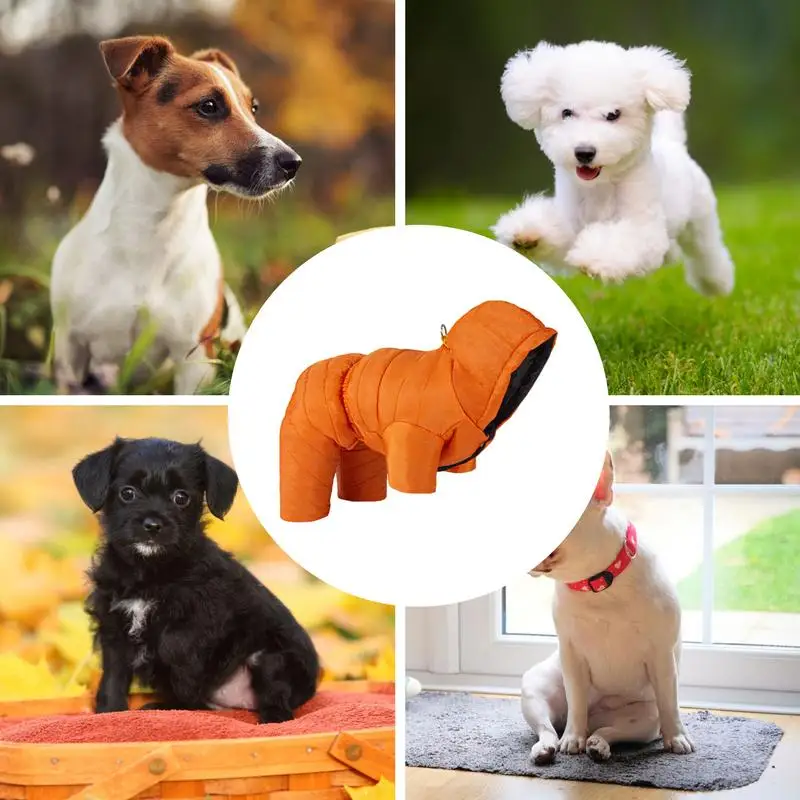 Thick Winter Warm Dog Cotton Coat Winter Warm Four Legged Clothes Outdoor Waterproof Windproof Traction Harness Jumpsuit