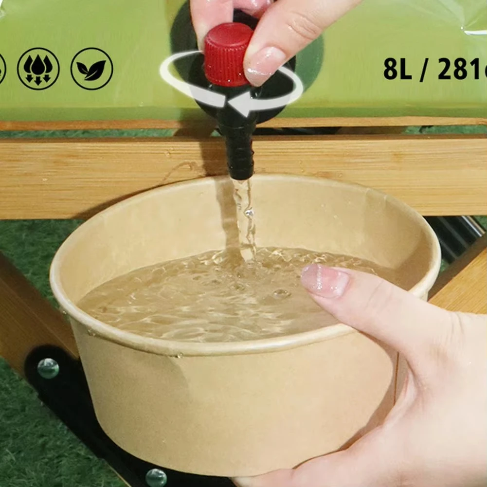 8리터 야외용 물 저장 가방, 맥주 가방, 휴대용 대용량 스포츠 캠핑 접이식 소프트 물 주머니(클라이밍 수도꼭지 포함)