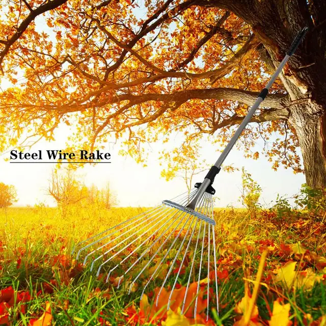 Fém Gereblye A Levelekhez Állítható Acél Gyep És Udvari Szerszám Az Udvar Felvételéhez - Image 3