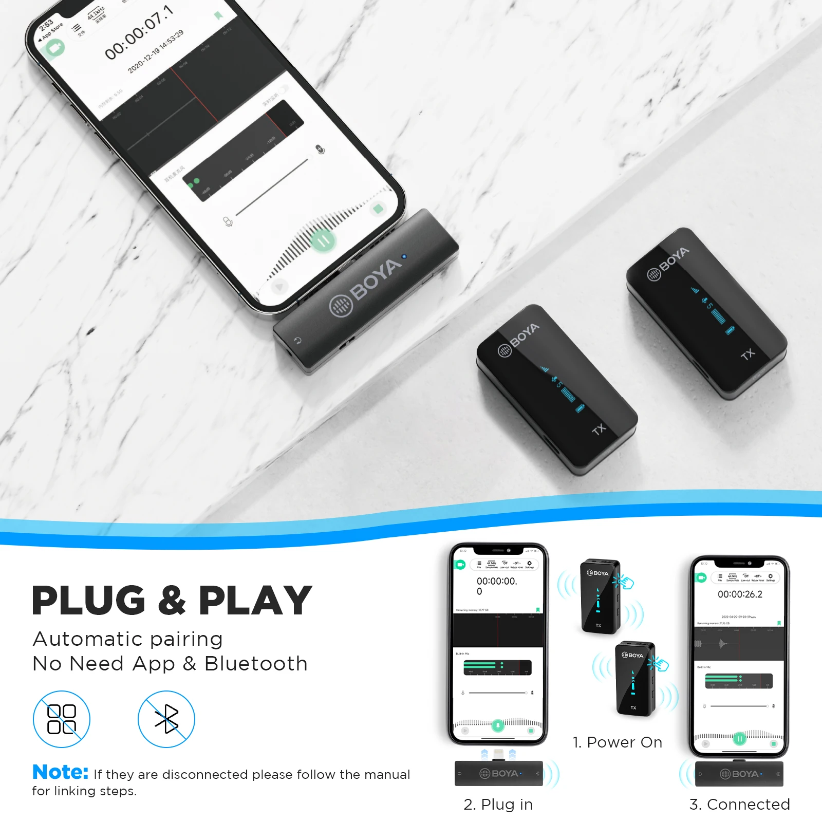 BOYA BY-XM6 S3 S4 무선 Lavalier Lapel 전문 마이크 오디오 시스템 iphone ipad iOS 장치 녹음 스트리밍