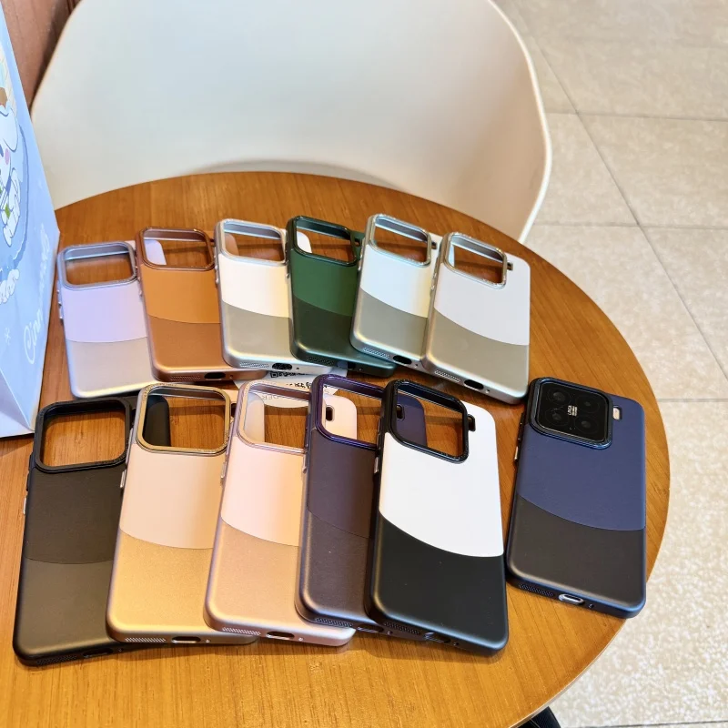 Luxury Matte Plating Leather Phone Case - Two-Tone Shockproof Protection Cover