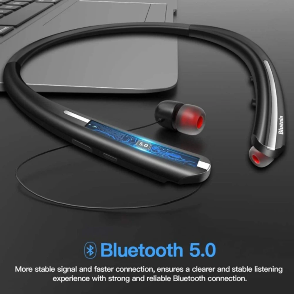 

Портативные беспроводные подвесные наушники HX801 с выдвижной линией, наушники с микрофоном 5,0, для спортивных игр, шумоподавление