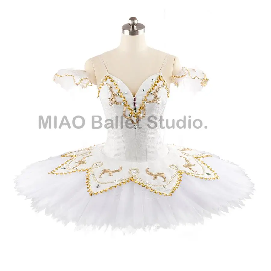 

White Gold Paquita Classical Tutu Professional Costume for girls Platter ballet tutu pancake adult Ballerina 11 layers 0153