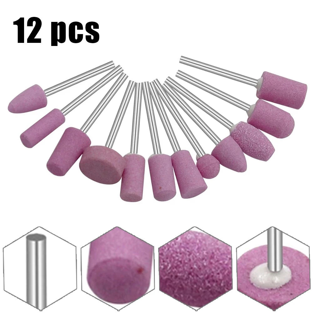 Grinding Head Bit Polishing Head Wheel Abrasive Stone 12 Pcs For Rotary Power Tools Electric Grinder electric grinder electric angle grinder mini electric grinder drill grinder bit