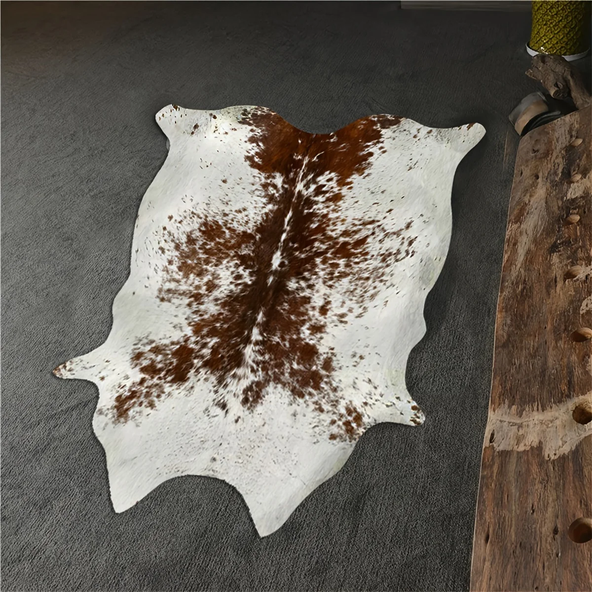 1pc Faux cowhide modern animal area rug, fashion calfskin rug, living room bedroom western decoration leather rug