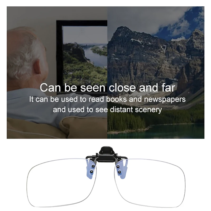 Ultra-light Clip Presbyopic Glasses Reading Glasses Flip Up Down Rimless Magnifying Glasses Lens With Clip +1.0 +1.5 +2.0 +2.5 6