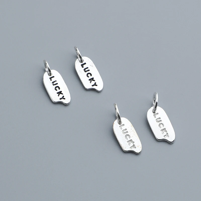 

2Pcs s925 Sterling Silver Thai Silver Lucky Word Small Hanging Tag Pendant For Jewelry Making DIY Necklace Bracelet Accessories