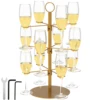 Cocktail Tree Stand 3 Tiers Champagne Display Stand 12 Holder Wine Glass Display Stand Metal Cocktail Tower Stand Cocktail Stand 1