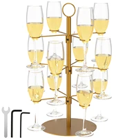 Cocktail Tree Stand 3 Tiers Champagne Display Stand 12 Holder Wine Glass Display Stand Metal Cocktail Tower Stand Cocktail Stand 1