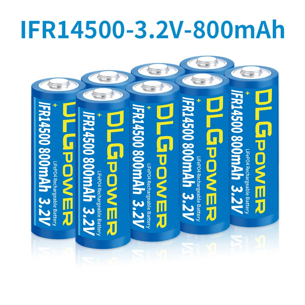 DLGPOWER 3.2V AA 800mAh LiFePO4 Batteries 14500 800mAh Rechargeable Battery for Electric Toy Flashlight Wireless Mouse Keyboard 1