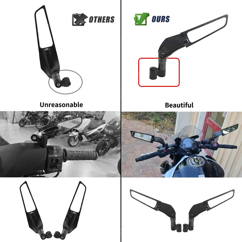 오토바이 윈드 윙 사이드 백미러, 조절식 회전 모터비, 혼다 PCX150 PCX160 PCX125 ADV150 XADV 750 350 NS125LA