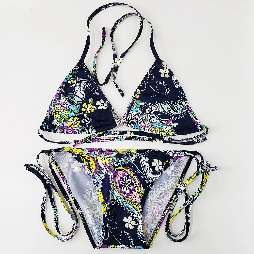 2024 New Bathing Suit Women Floral Swimwear Strap Sexy Three Point Style Beach Bikini Suit Biquini S-L