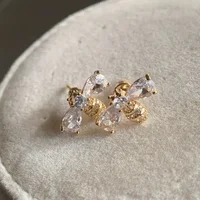 Luxury Golden Zircon Bee Stud Earrings for Women Cute Small Crystal Rhinestone Animal Insect Honeybee Earring Fashion Jewellry - Image 5